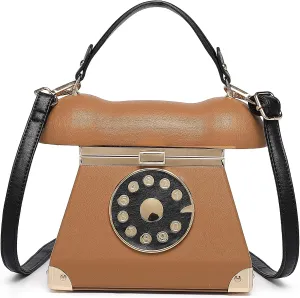 Women Telephone Shaped Crossbody Shoulder Bag Handbag PVC Unique Novelty Telephone Purse