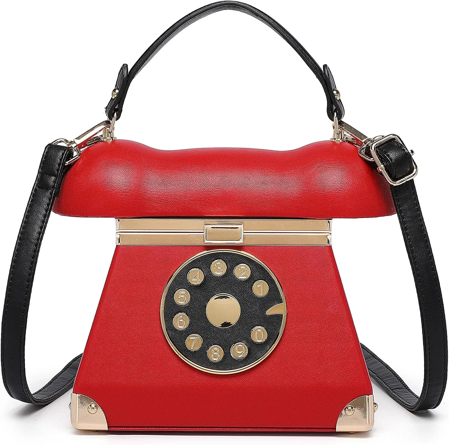 Women Telephone Shaped Crossbody Shoulder Bag Handbag PVC Unique Novelty Telephone Purse
