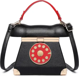 Women Telephone Shaped Crossbody Shoulder Bag Handbag PVC Unique Novelty Telephone Purse