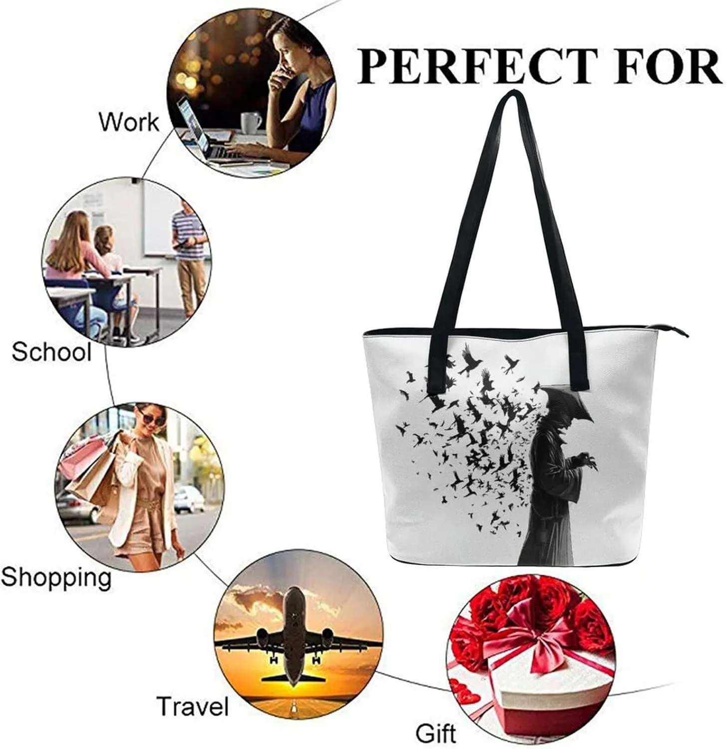 Women Tote Bags Handbags PU Leather Shoulder Casual Handbags