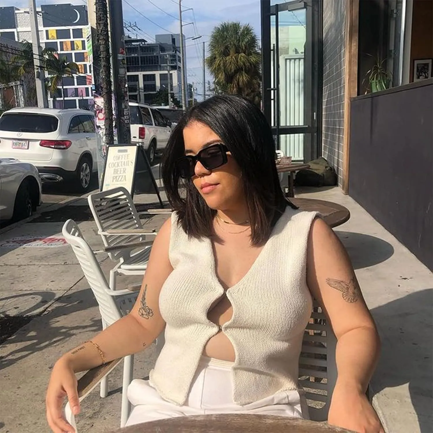 Women Vintage Crochet Vest Tank Top Y2k Sleeveless V Neck Knit Open Front Crop Top Streetwear