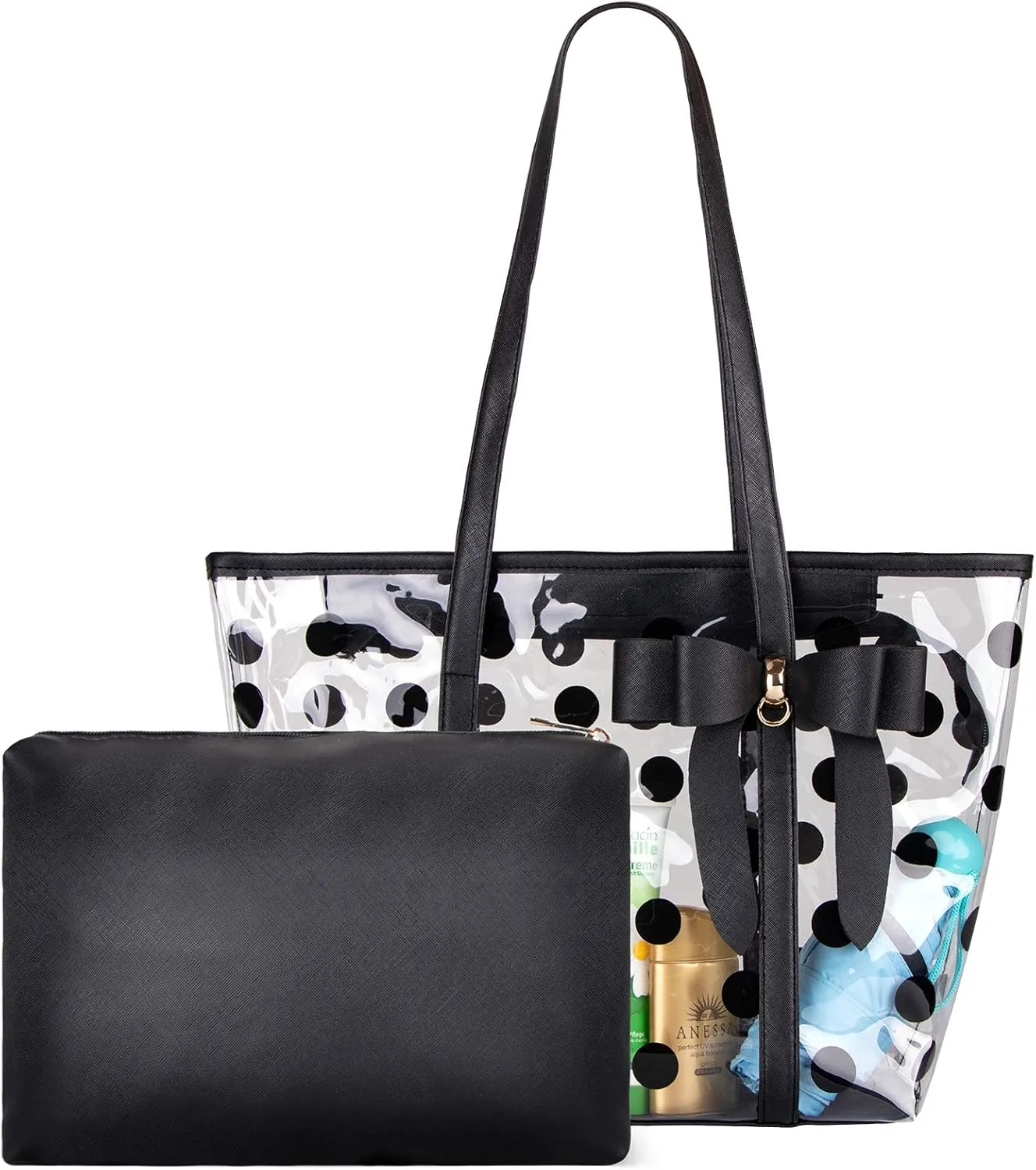 Women Waterproof PVC Clear Tote Bags Shoulder Handbag Beach Bag Shopping Work Bag