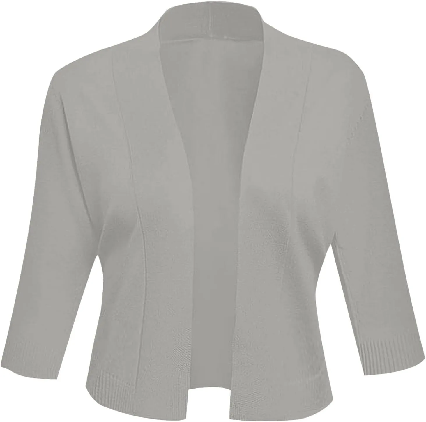 Women's 3/4 Sleeve Knit Cropped Cardigan Sweaters Open Front Bolero Shrugs Short Coat Top Solid Color Knitwear for Dress