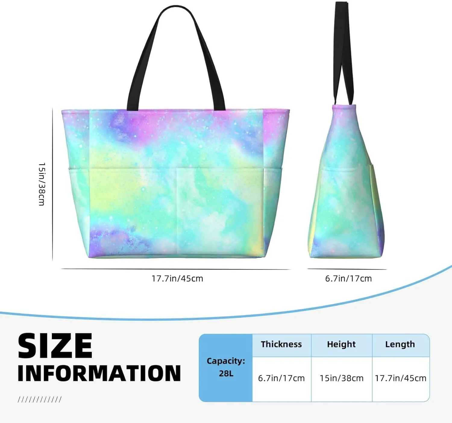 Women's Beach Tote Bag Large Waterproof Travel Bags with Pockets Sandproof Handbag for Camping Gym Pool