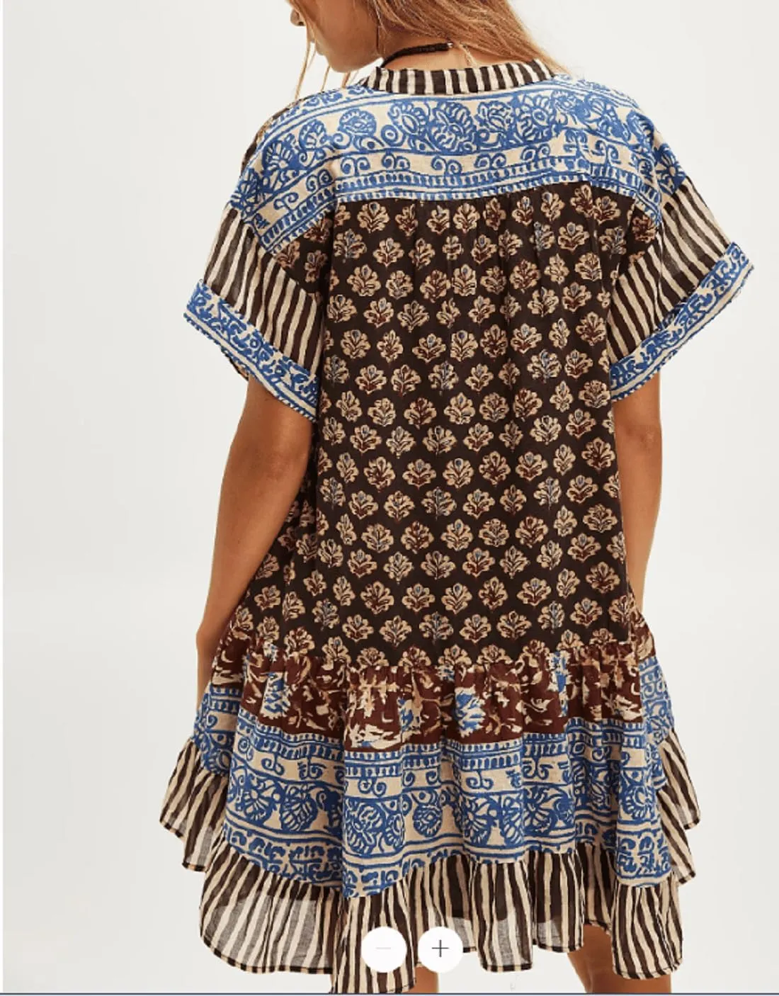 Women’s Boho Mini Dress Y2k Floral Print Deep V-Neck Puff Sleeve Short Dress 2025 Summer Loose Beach Sundress
