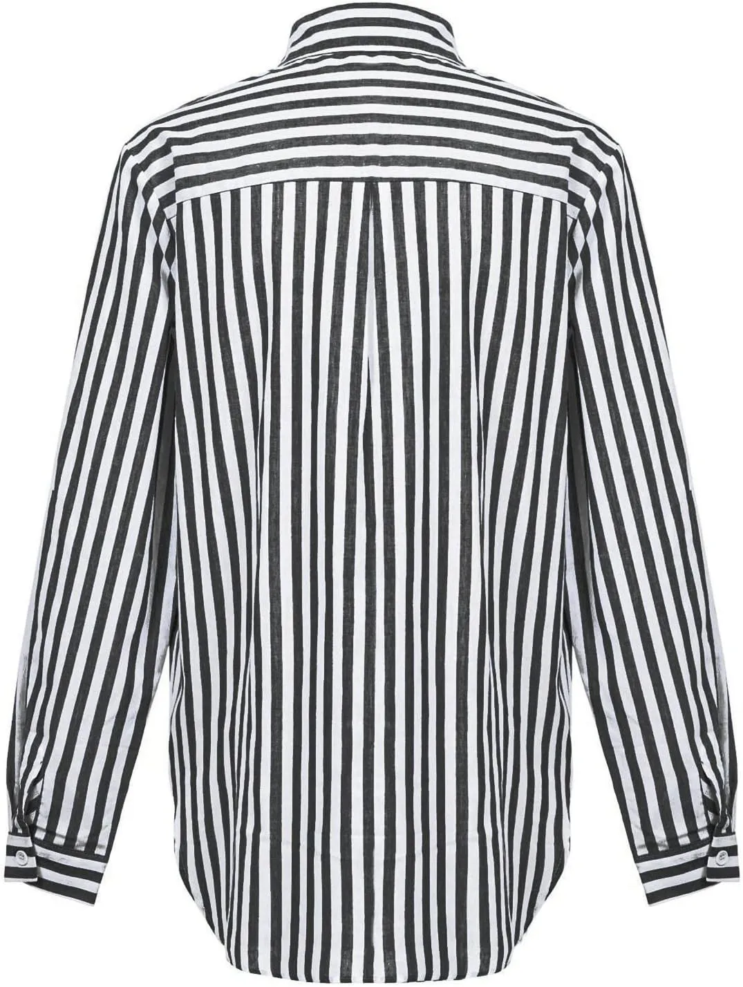 Womens Button Down Lapel Stripe Cotton Linen Shirts Long Sleeve Blouse Tops Fall Fashion Tops Dress Casual
