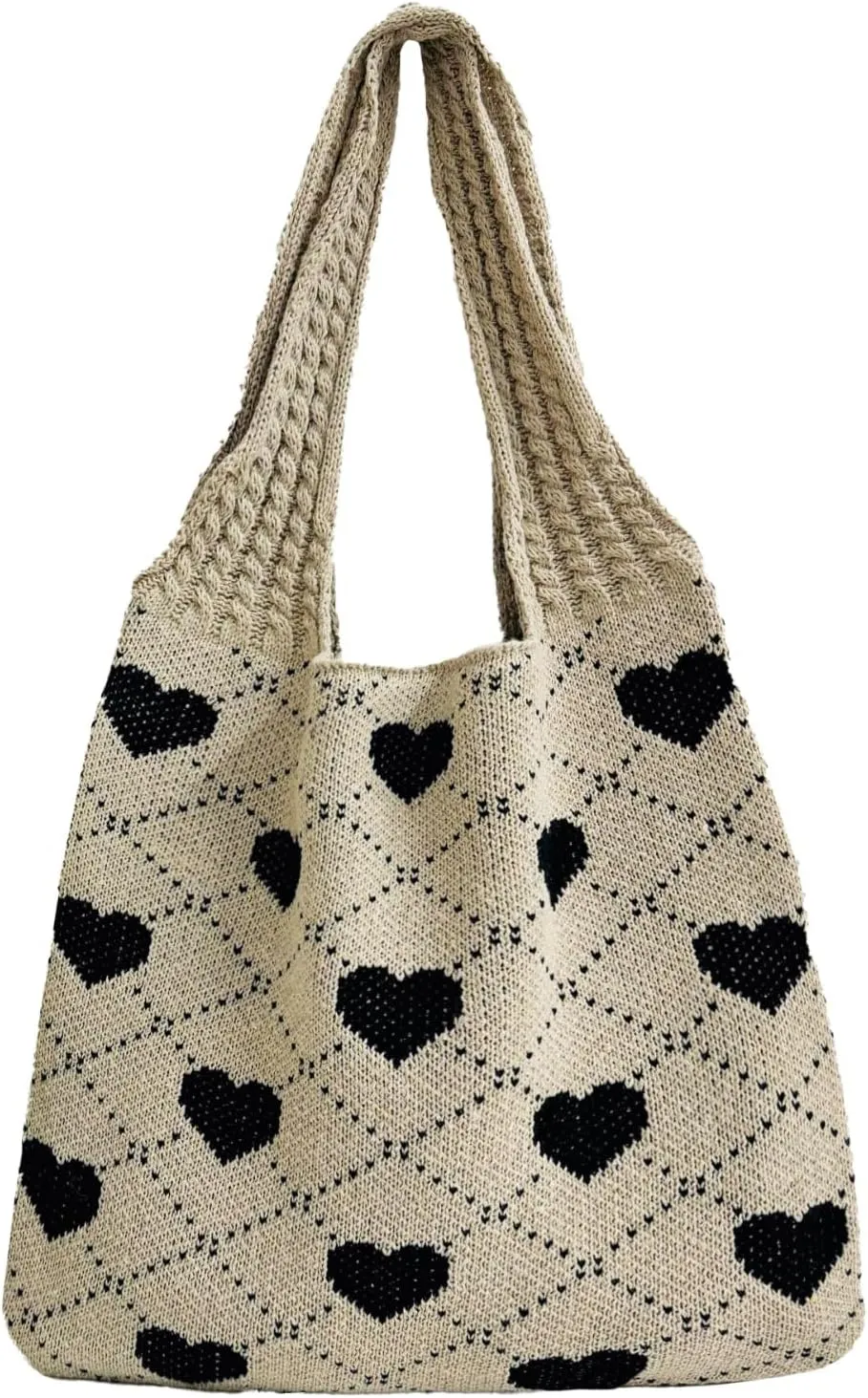 Women's Crochet Tote Bags Boho Tote Bags Heart-shaped Beach Handbags Knit Vacation Aesthetic Casual Love Hobo Bags