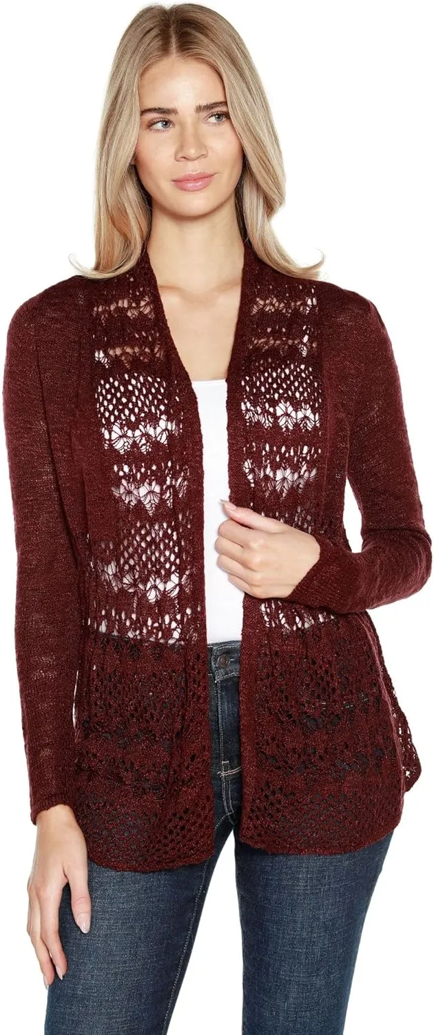 Womens Fashion Crochet Cardigan Long Sleeve Knit Cardigan Sweater