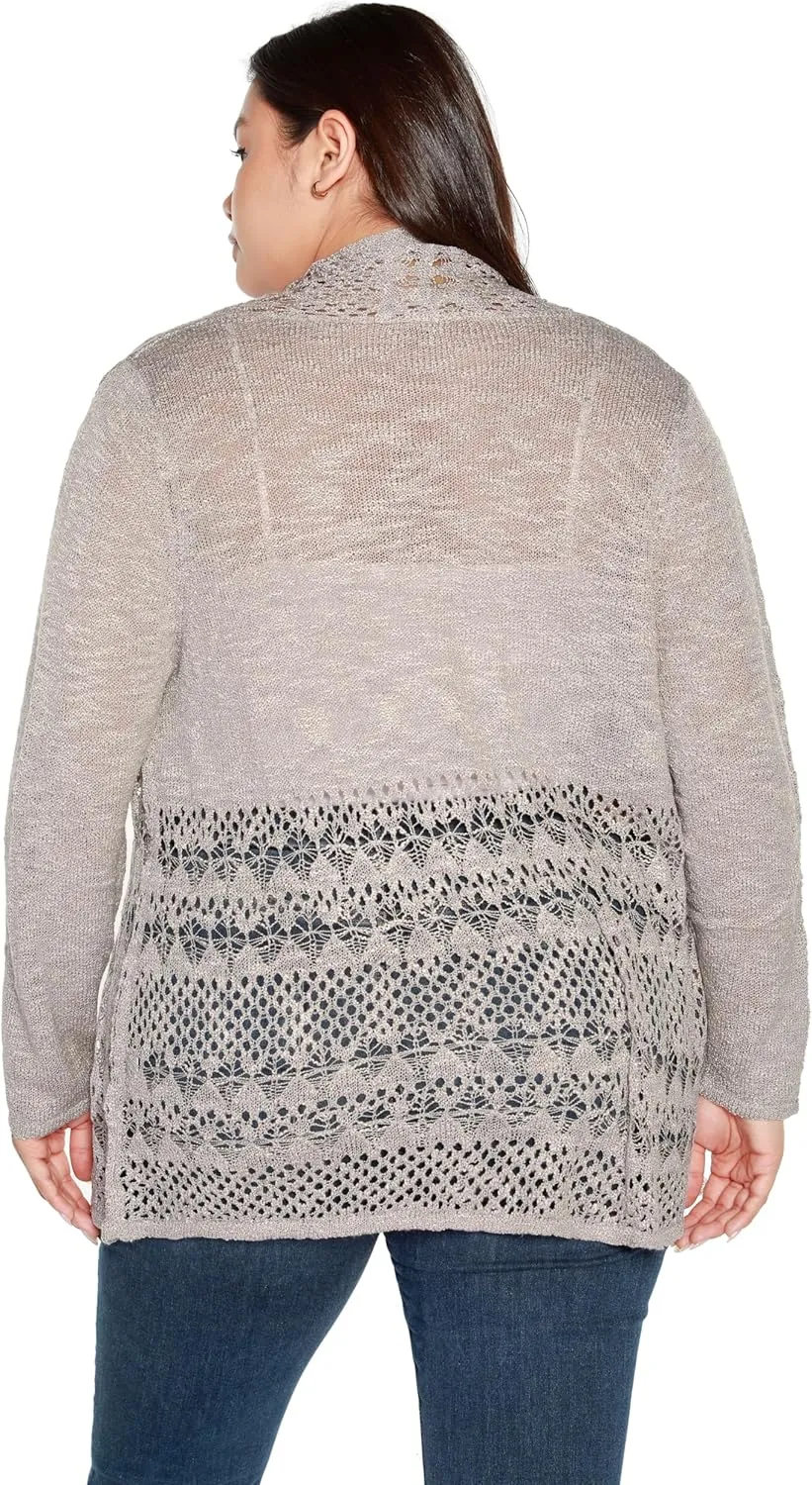 Womens Fashion Crochet Cardigan Long Sleeve Knit Cardigan Sweater