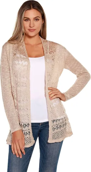 Womens Fashion Crochet Cardigan Long Sleeve Knit Cardigan Sweater