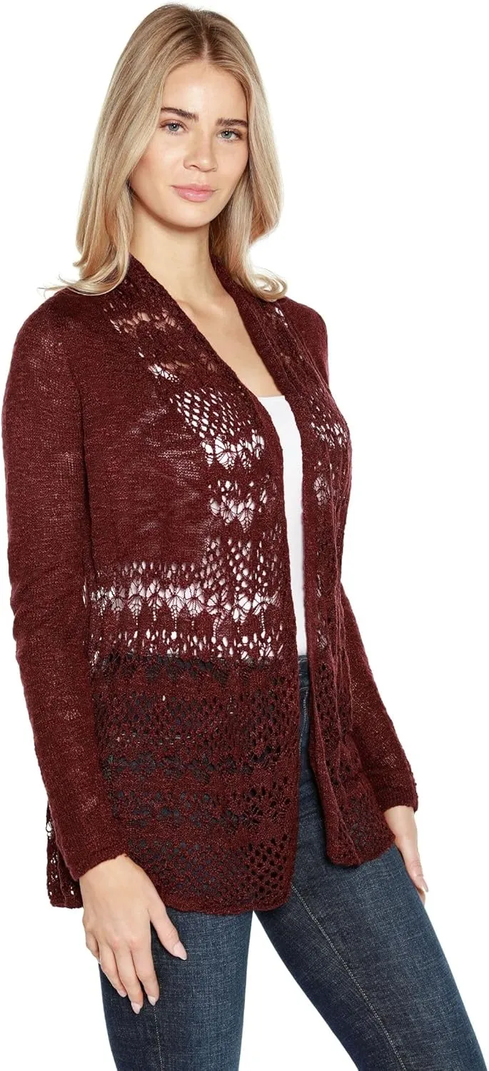 Womens Fashion Crochet Cardigan Long Sleeve Knit Cardigan Sweater