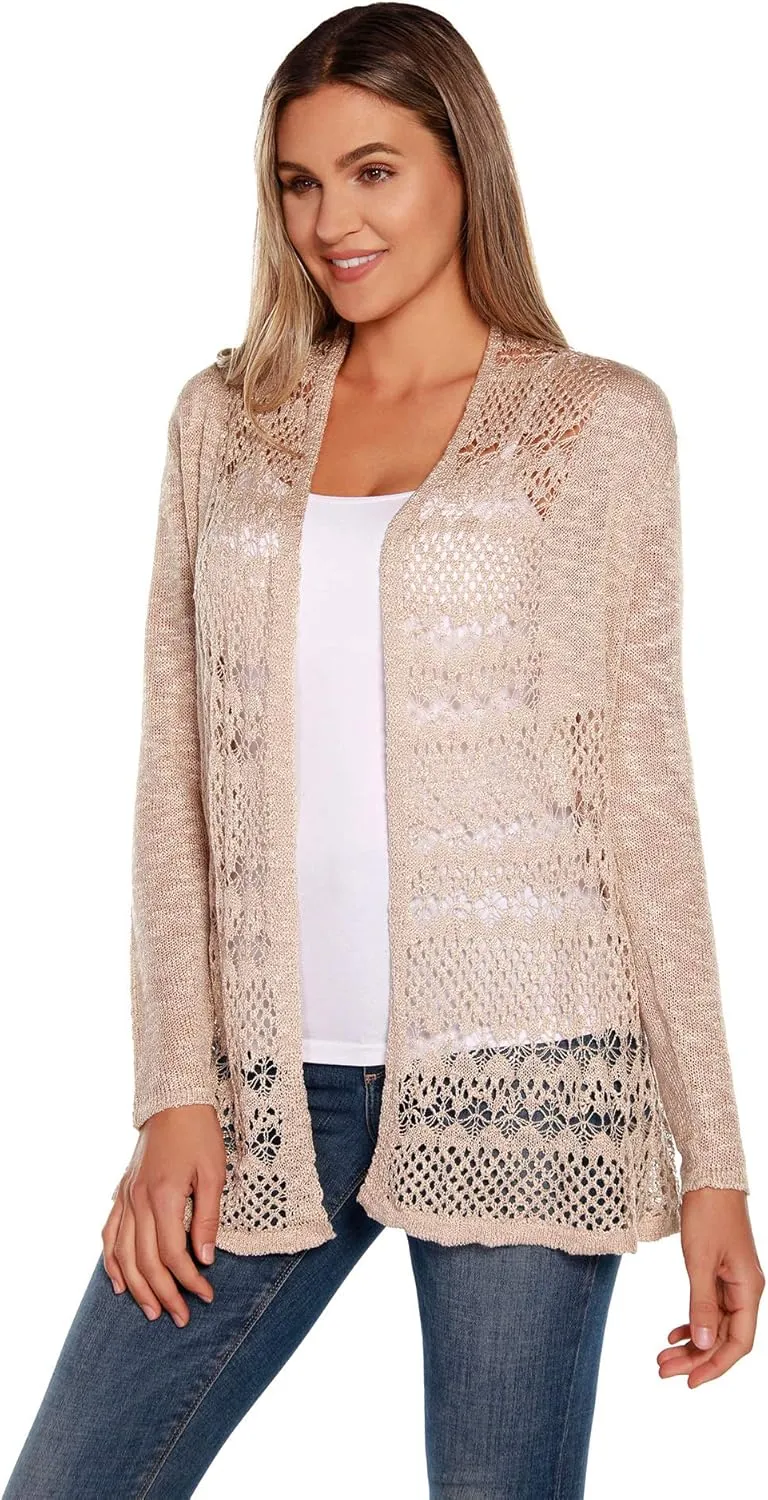 Womens Fashion Crochet Cardigan Long Sleeve Knit Cardigan Sweater