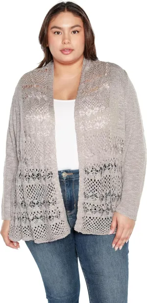 Womens Fashion Crochet Cardigan Long Sleeve Knit Cardigan Sweater