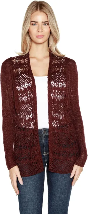 Womens Fashion Crochet Cardigan Long Sleeve Knit Cardigan Sweater