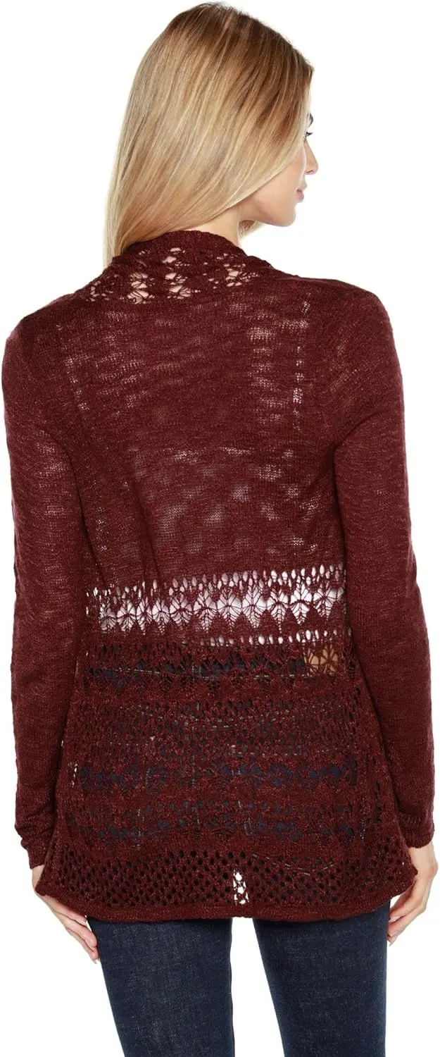 Womens Fashion Crochet Cardigan Long Sleeve Knit Cardigan Sweater