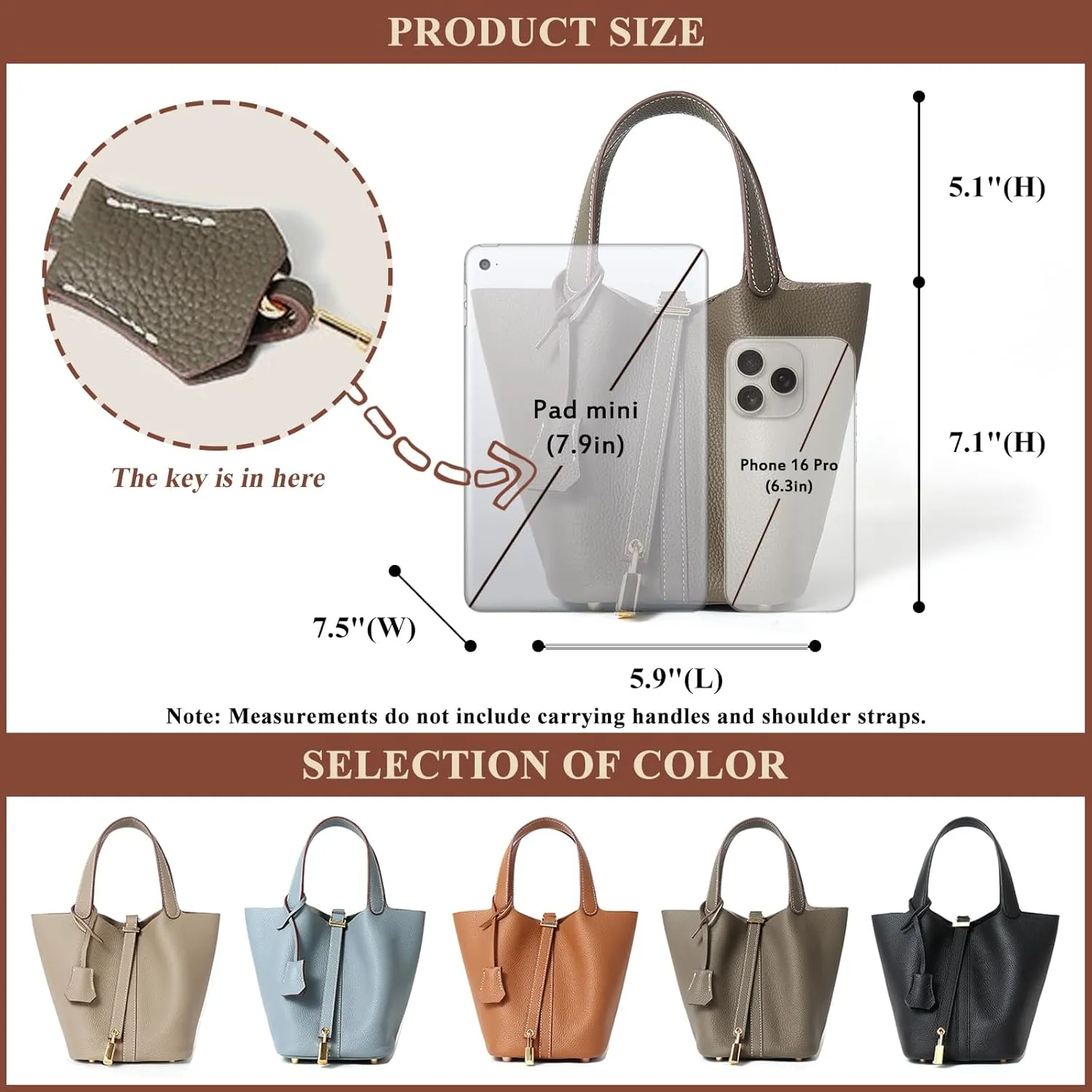 Women's Genuine Leather Soft Bucket Bags Stylish Lock Design Small Handbags Casual Satchel Ladies Daily Shoulder Bags