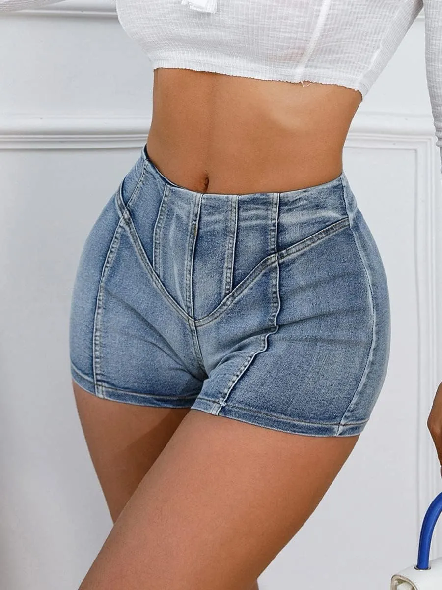 Women's High-Waisted Jean Short Back Zipper Plus Size Booty Party Summer Denim Shorts