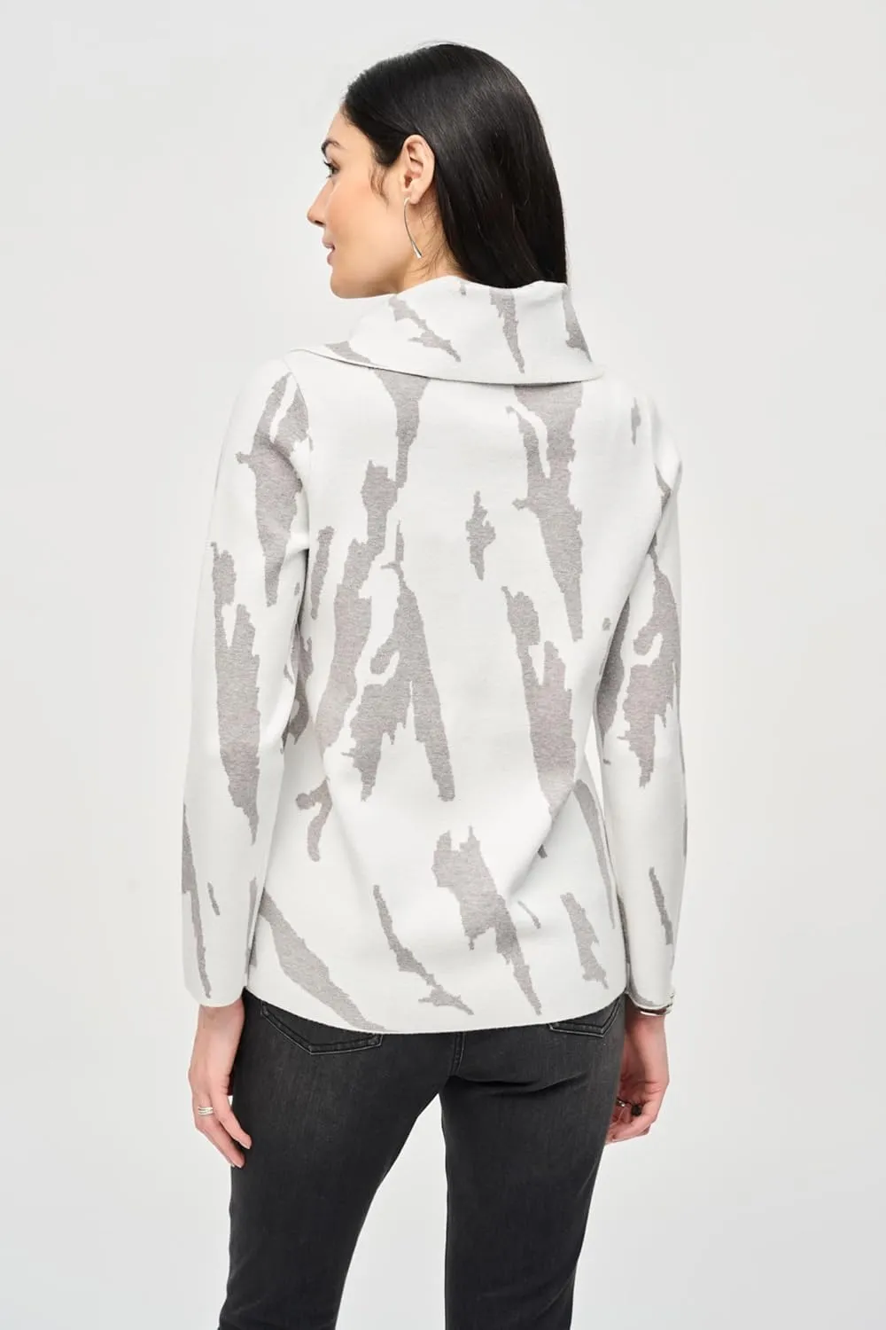 Women's Jacquard Sweater Knit Cowl Neck Top