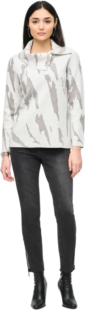 Women's Jacquard Sweater Knit Cowl Neck Top