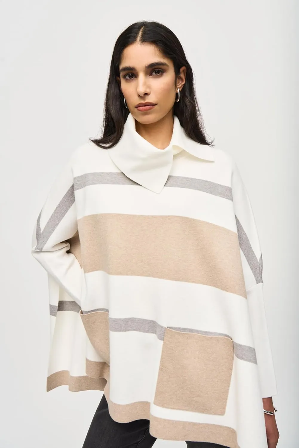 Women's Jacquard Sweater Knit Poncho