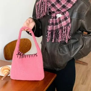 Women's Knit Solid Color Vintage Style Classic Style Square Open Handbag