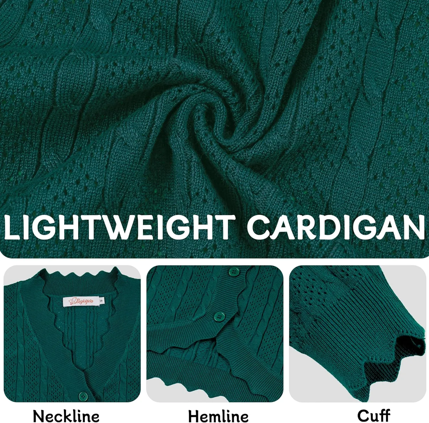 Women's Lace V Neck Hollow-Out Crochet Button Down Knit Slim Cropped Cardigan