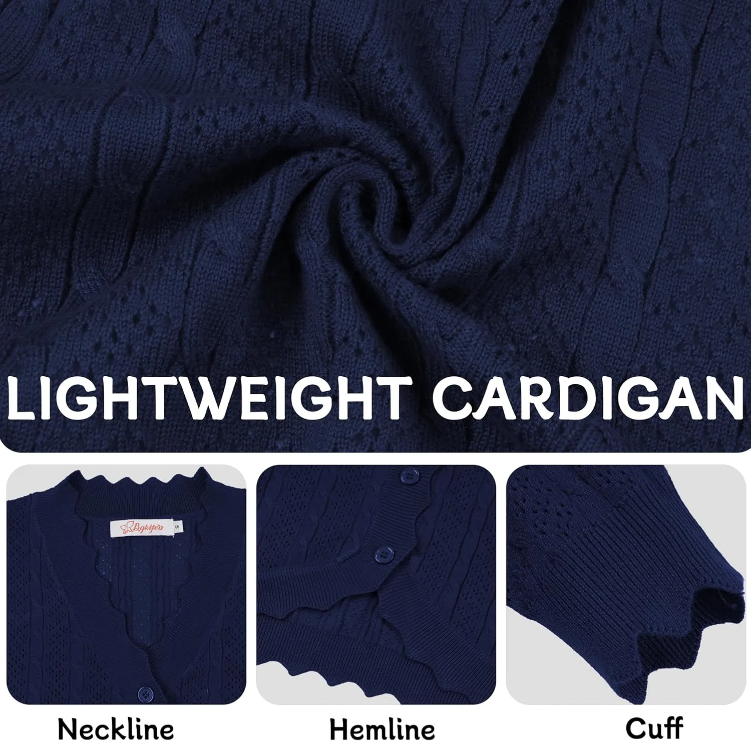 Women's Lace V Neck Hollow-Out Crochet Button Down Knit Slim Cropped Cardigan