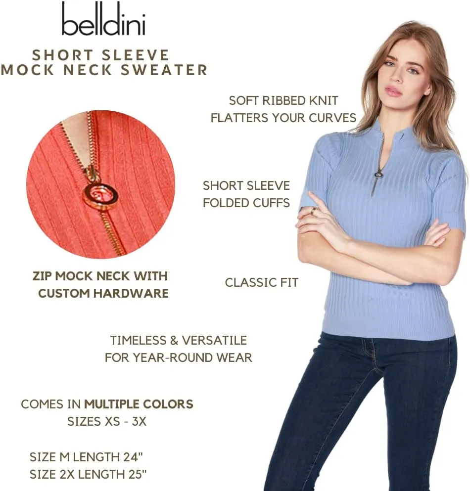 Womens Lightweight Knit Short Sleeve Half Zip Dressy Tops for Women