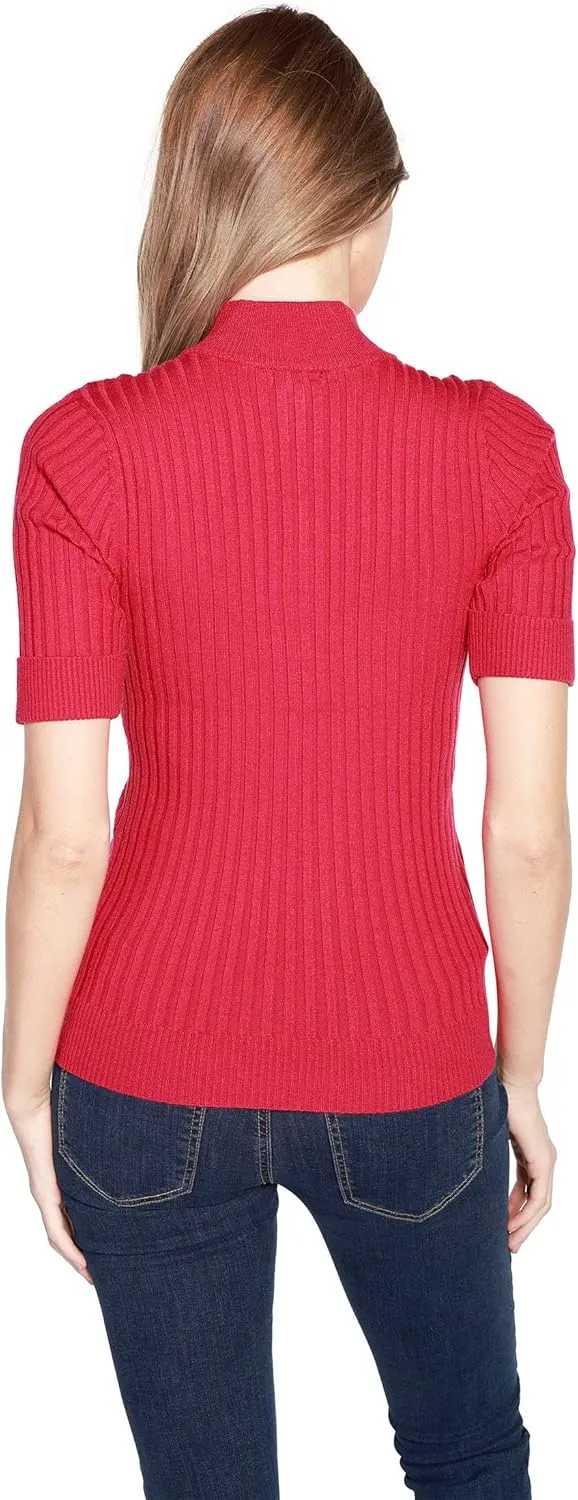 Womens Lightweight Knit Short Sleeve Half Zip Dressy Tops for Women