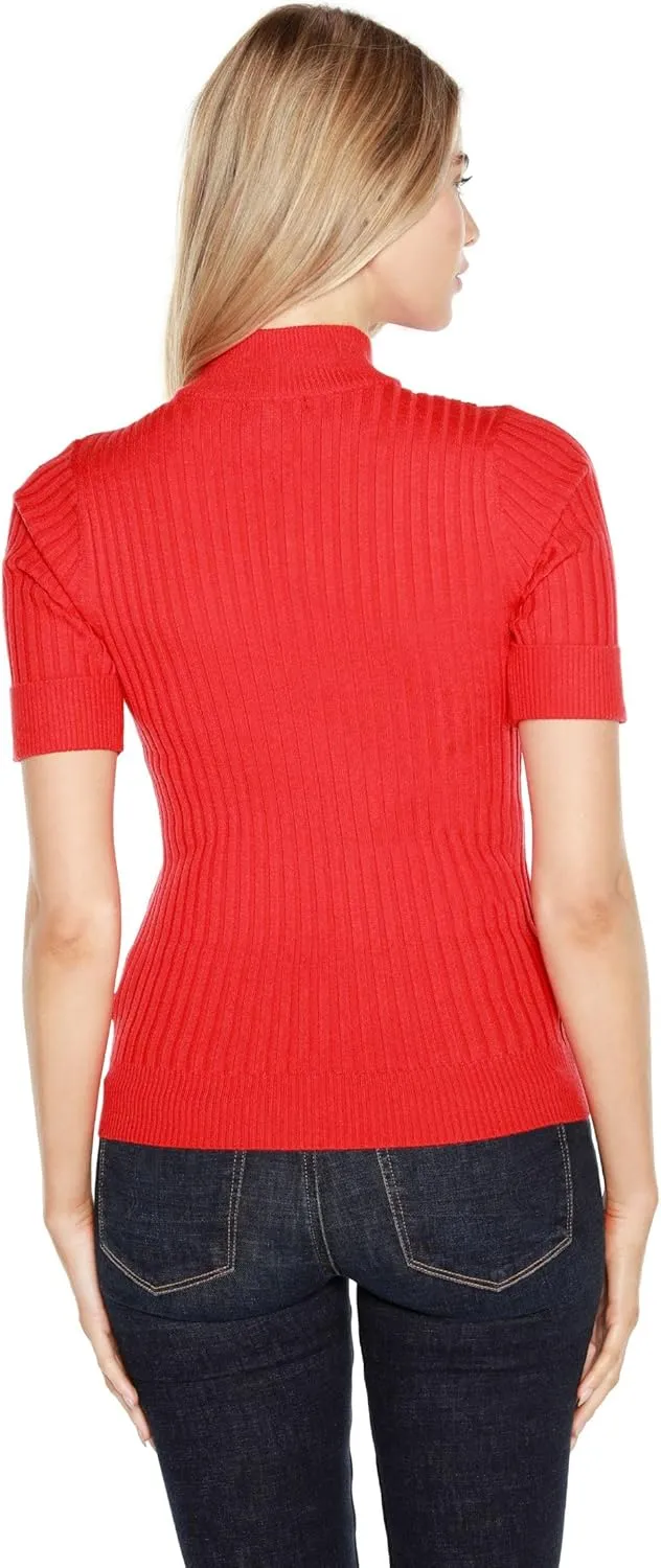 Womens Lightweight Knit Short Sleeve Half Zip Dressy Tops for Women