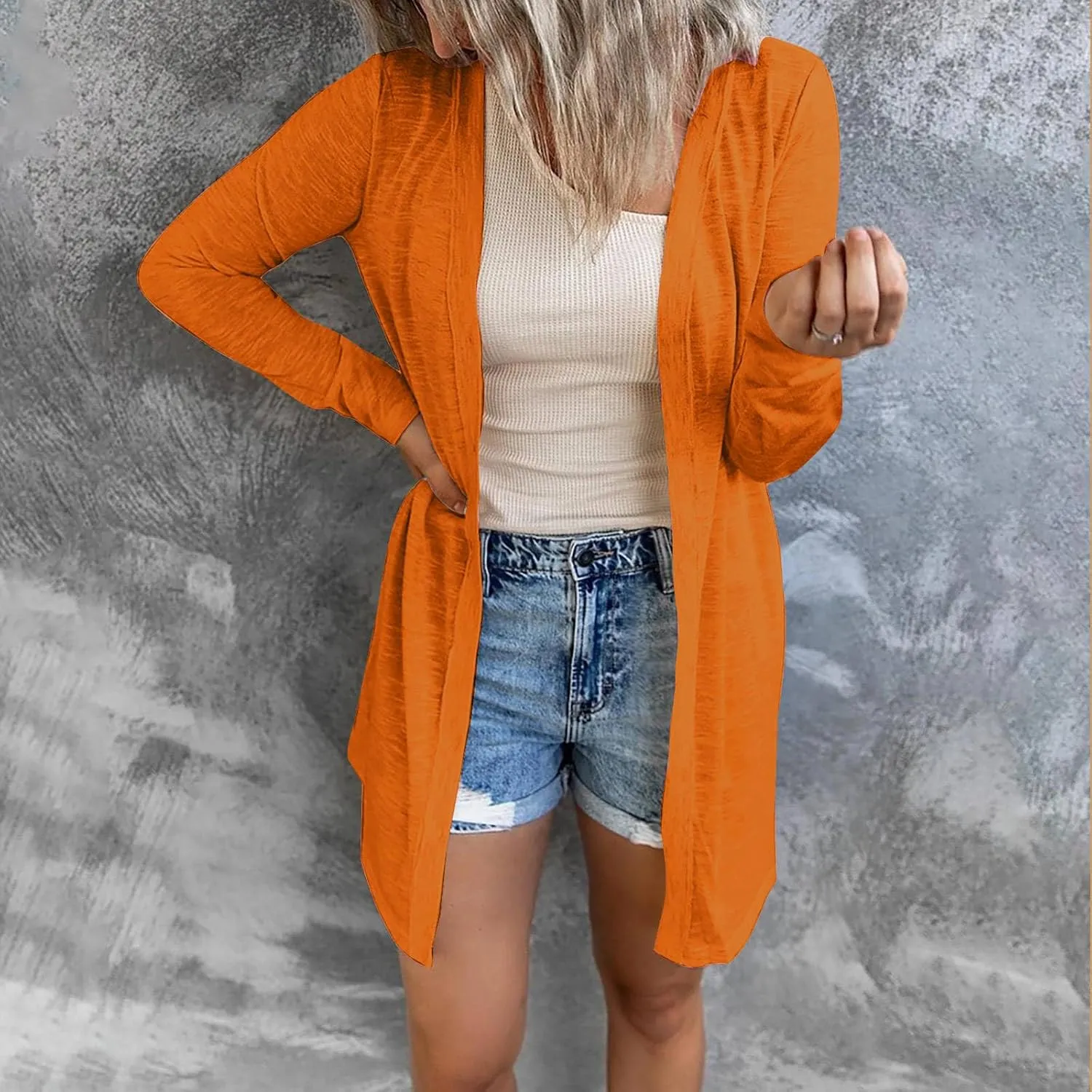 Womens Long Sleeve Open Front Cardigans Fashion Long Sweaters Warm Elegant Loose Casual Outwear