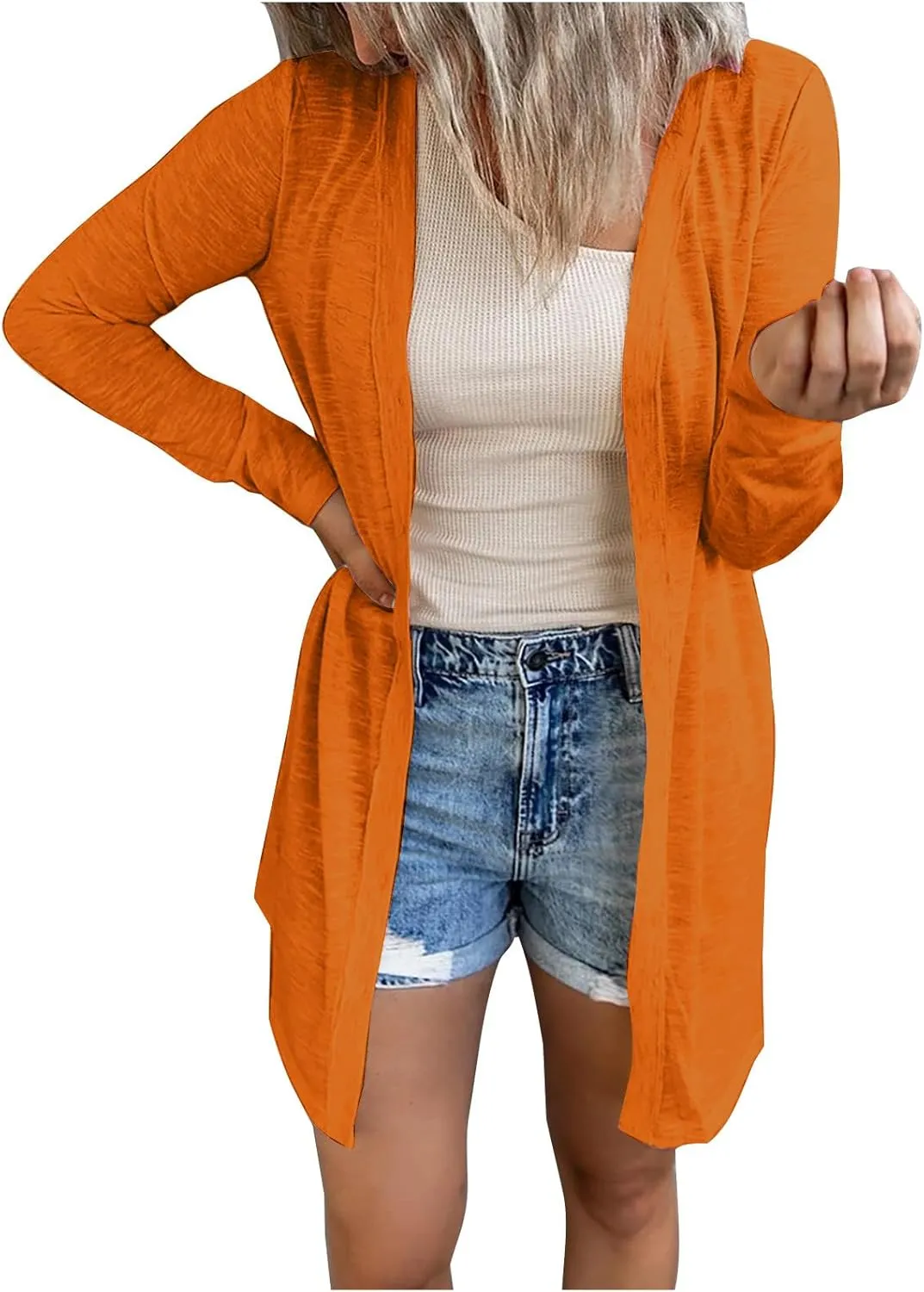 Womens Long Sleeve Open Front Cardigans Fashion Long Sweaters Warm Elegant Loose Casual Outwear