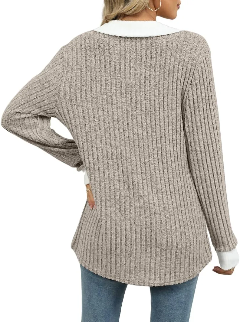 Womens Long Sleeve Shirts Fashion Fall Tops Blouses Sweater Dressy Business Casual Outfits