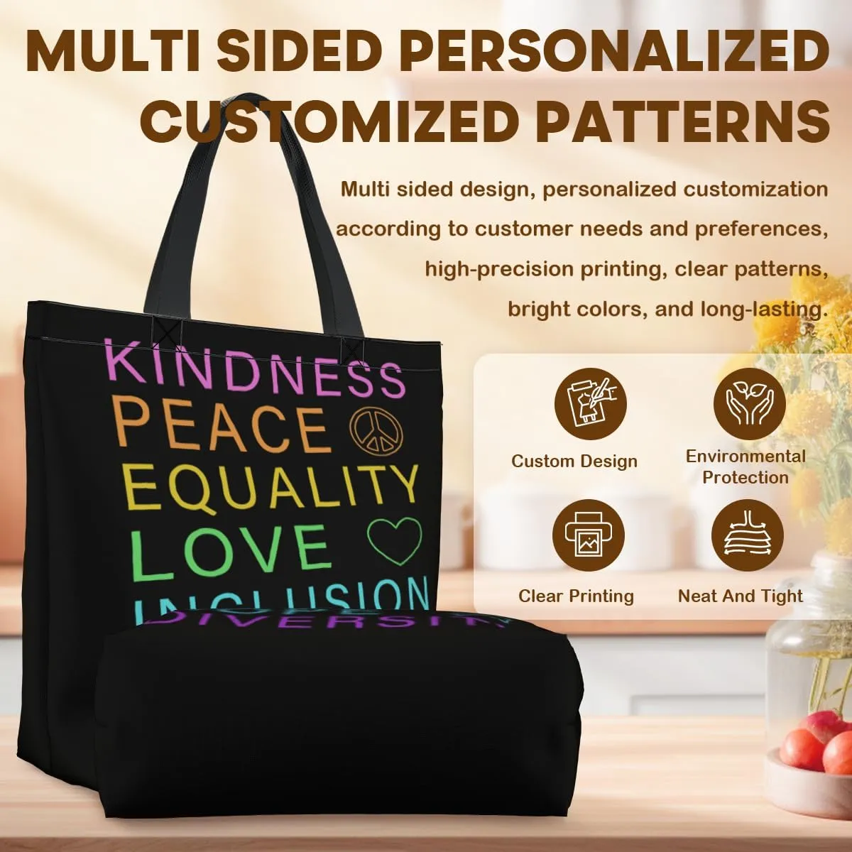 Women's Men Large Kitchen Reusable Grocery Bags Shoulder Bags With Zipper Beach Shopping Bag for Outdoors