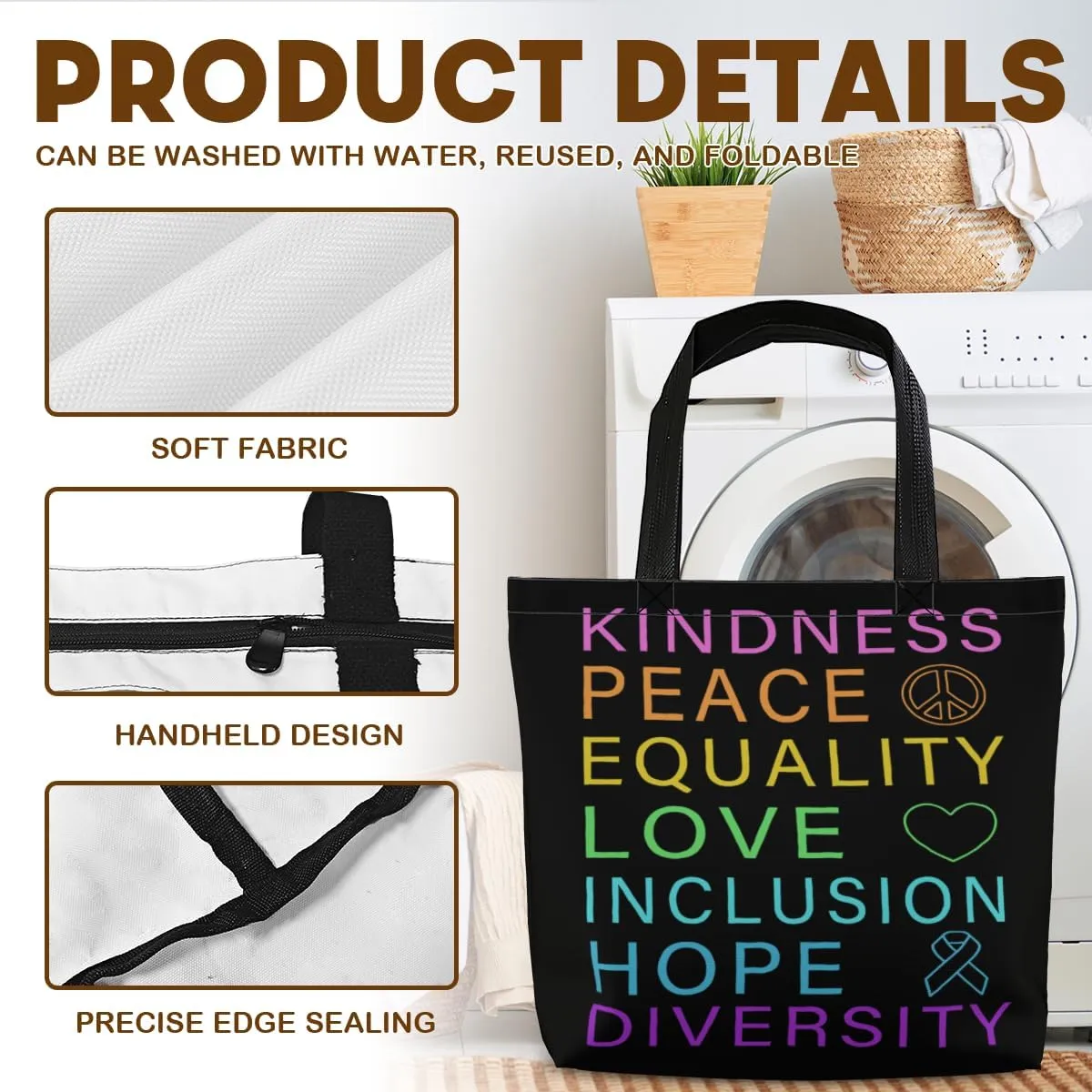 Women's Men Large Kitchen Reusable Grocery Bags Shoulder Bags With Zipper Beach Shopping Bag for Outdoors