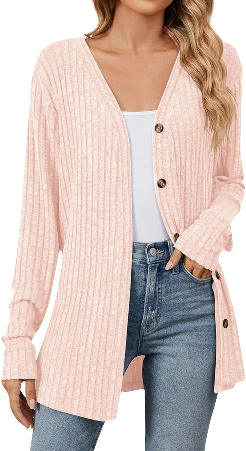 Womens Open Front Cardigan Lightweight Casual Long Sleeve Knit Sweaters Solid Color Outwear Fall Loungewear