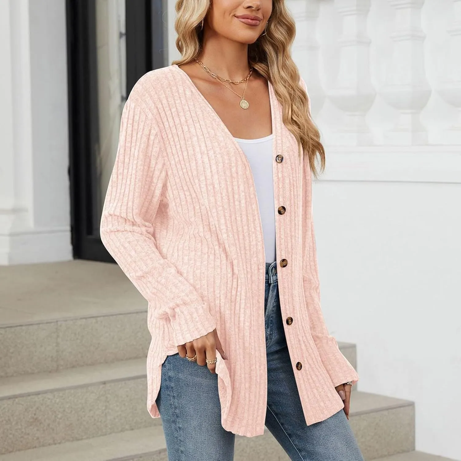 Womens Open Front Cardigan Lightweight Casual Long Sleeve Knit Sweaters Solid Color Outwear Fall Loungewear