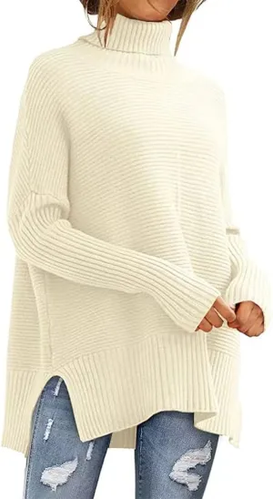 Womens Oversized Chunky Sweaters Turtleneck Long Sleeve Casual Pullovers Trendy Cable Knit Sweater