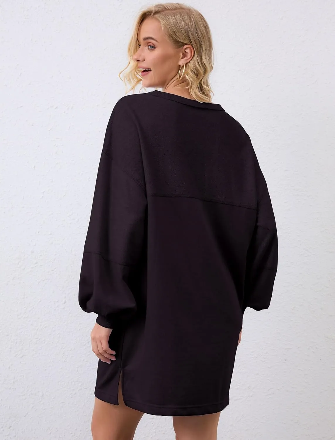 Women's Oversized Sweatshirt Dress Long Sleeve Patchwork Crewneck Casual Pullover Tops Mini Dress Fall Outfits