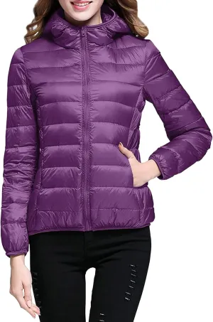 Womens Puffer Jackets Lightweight Packable Down Jacket Zip Up Quilted Fall Winter Coats Warm Outerwear with Pockets