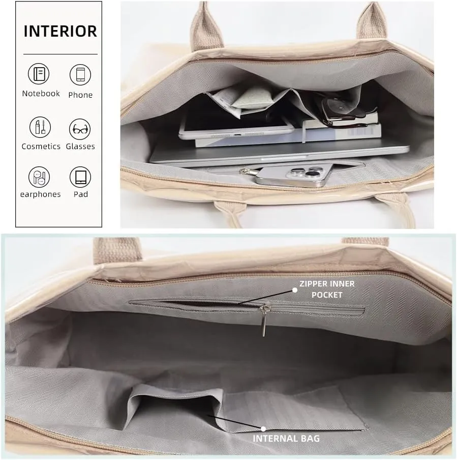 Women's PVC Tote Bag Large Capacity Letter Print Kraft Paper Bag Clear Plastic Shoulder Bag Waterproof Travel Handbag