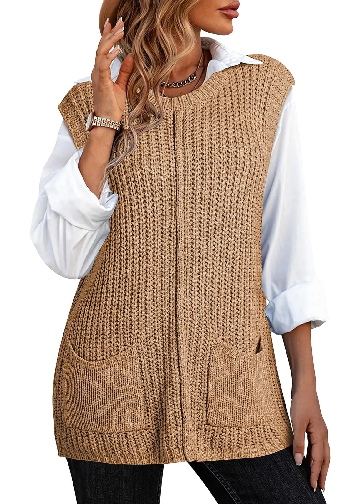Women's Relaxed Fit Knit Sweater Vest