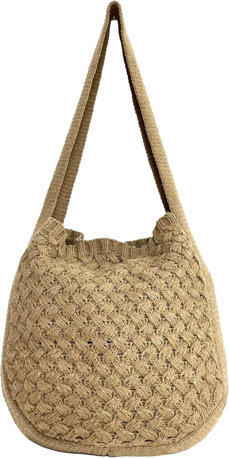 Women's Shoulder Handbags Cute tote bags Aesthetic Crocheted bags Large knit bag Shopping bag for Travel