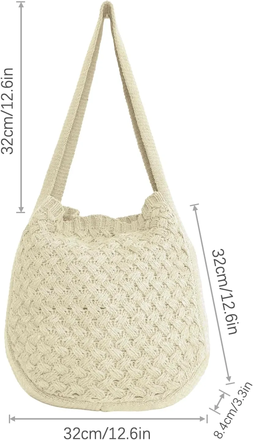 Women's Shoulder Handbags Cute tote bags Aesthetic Crocheted bags Large knit bag Shopping bag for Travel