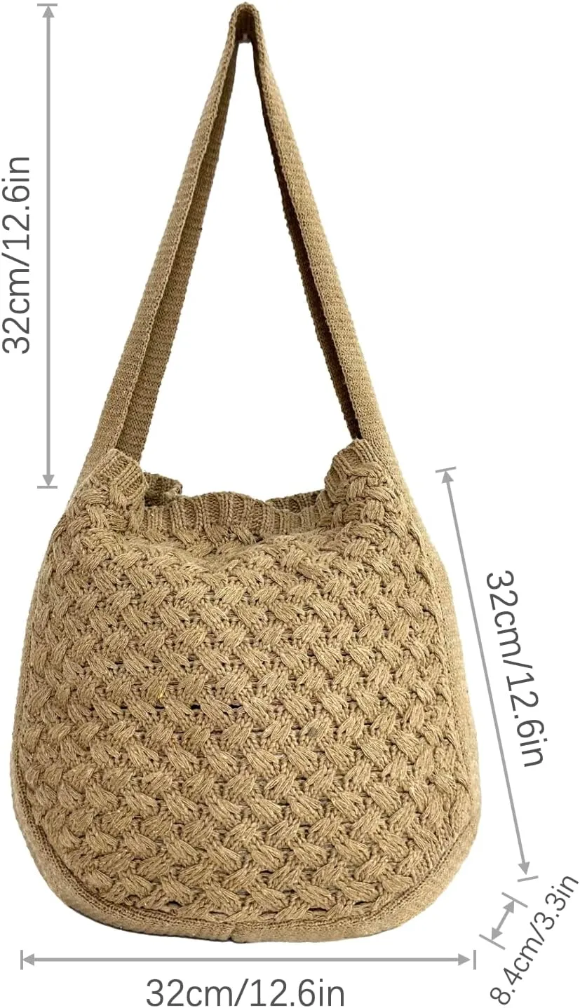 Women's Shoulder Handbags Cute tote bags Aesthetic Crocheted bags Large knit bag Shopping bag for Travel