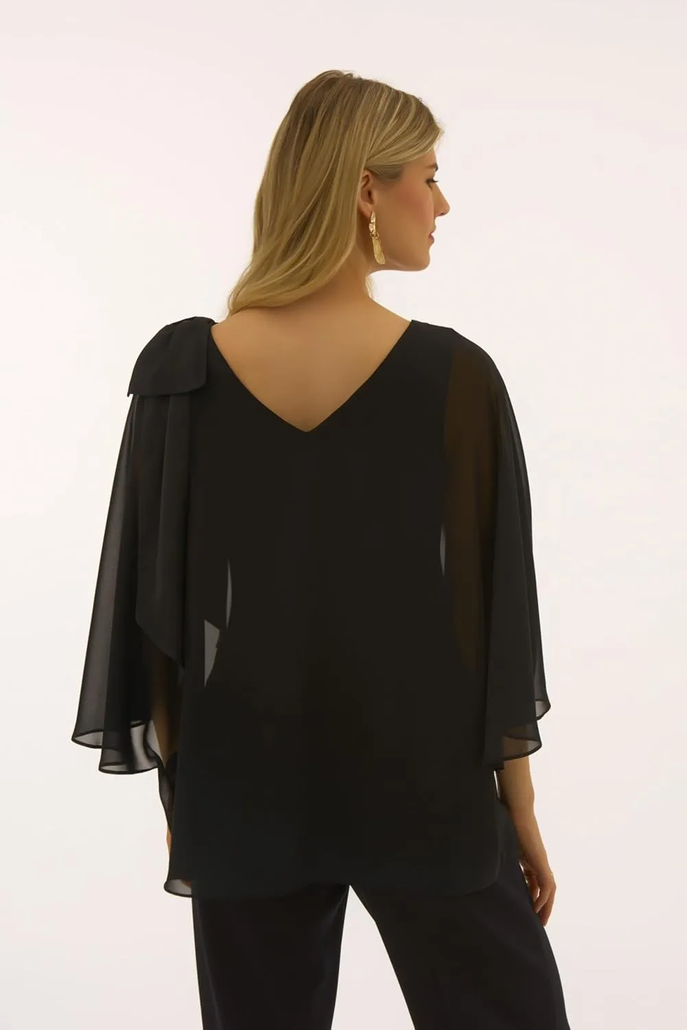Women's Signature Chiffon and Silky Knit Poncho Top