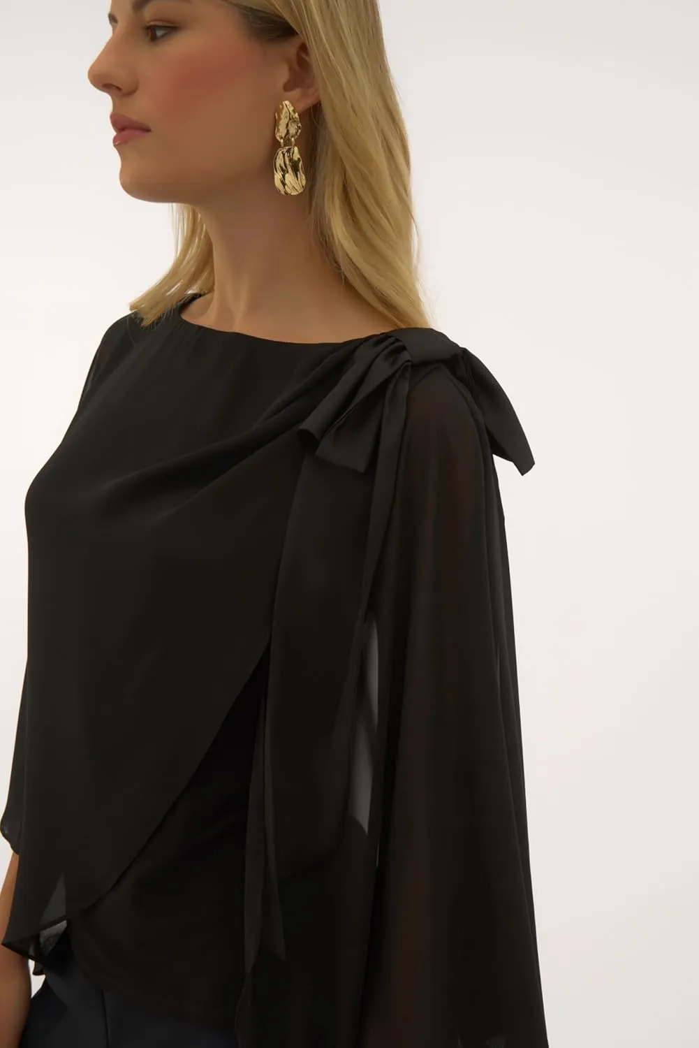 Women's Signature Chiffon and Silky Knit Poncho Top
