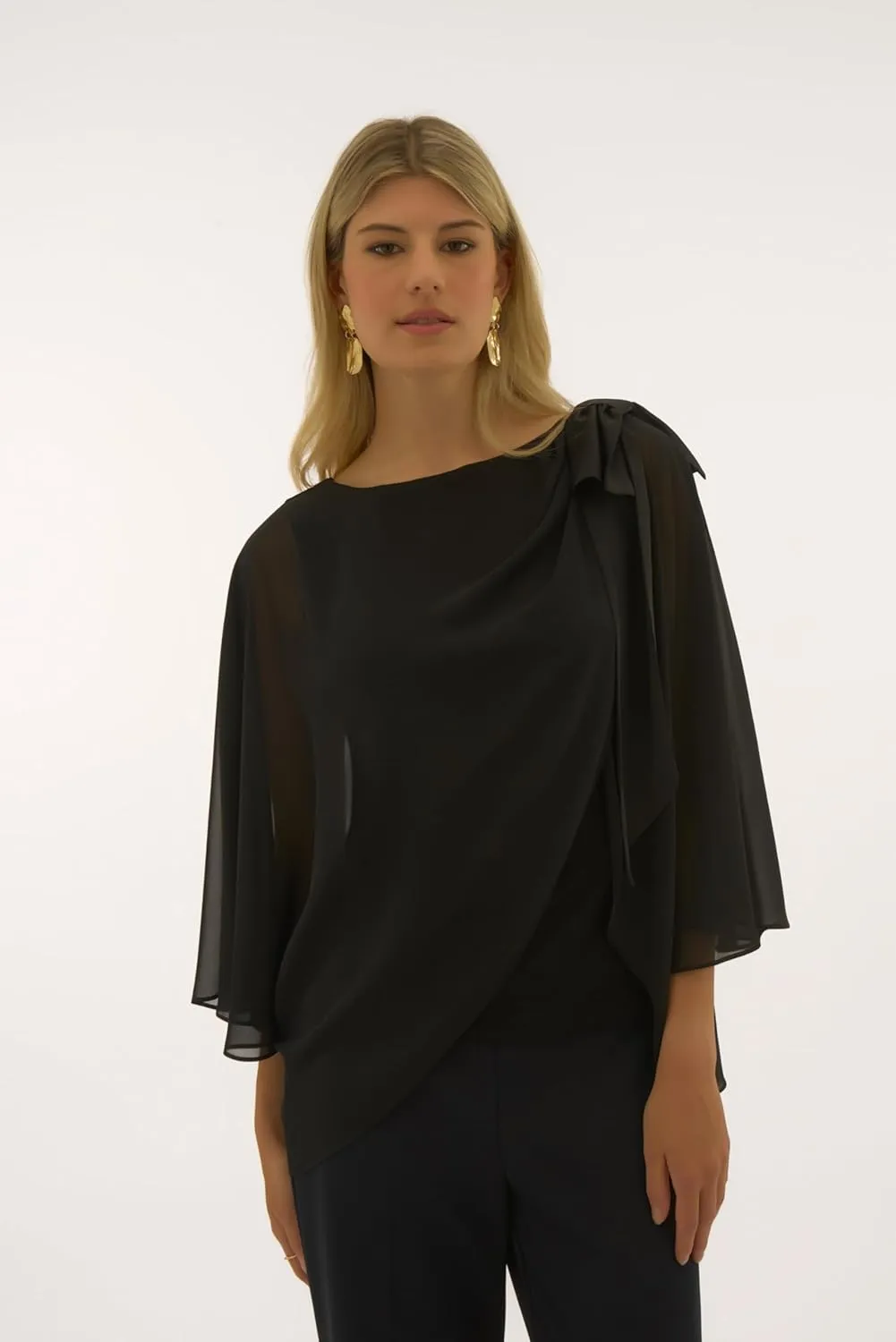 Women's Signature Chiffon and Silky Knit Poncho Top