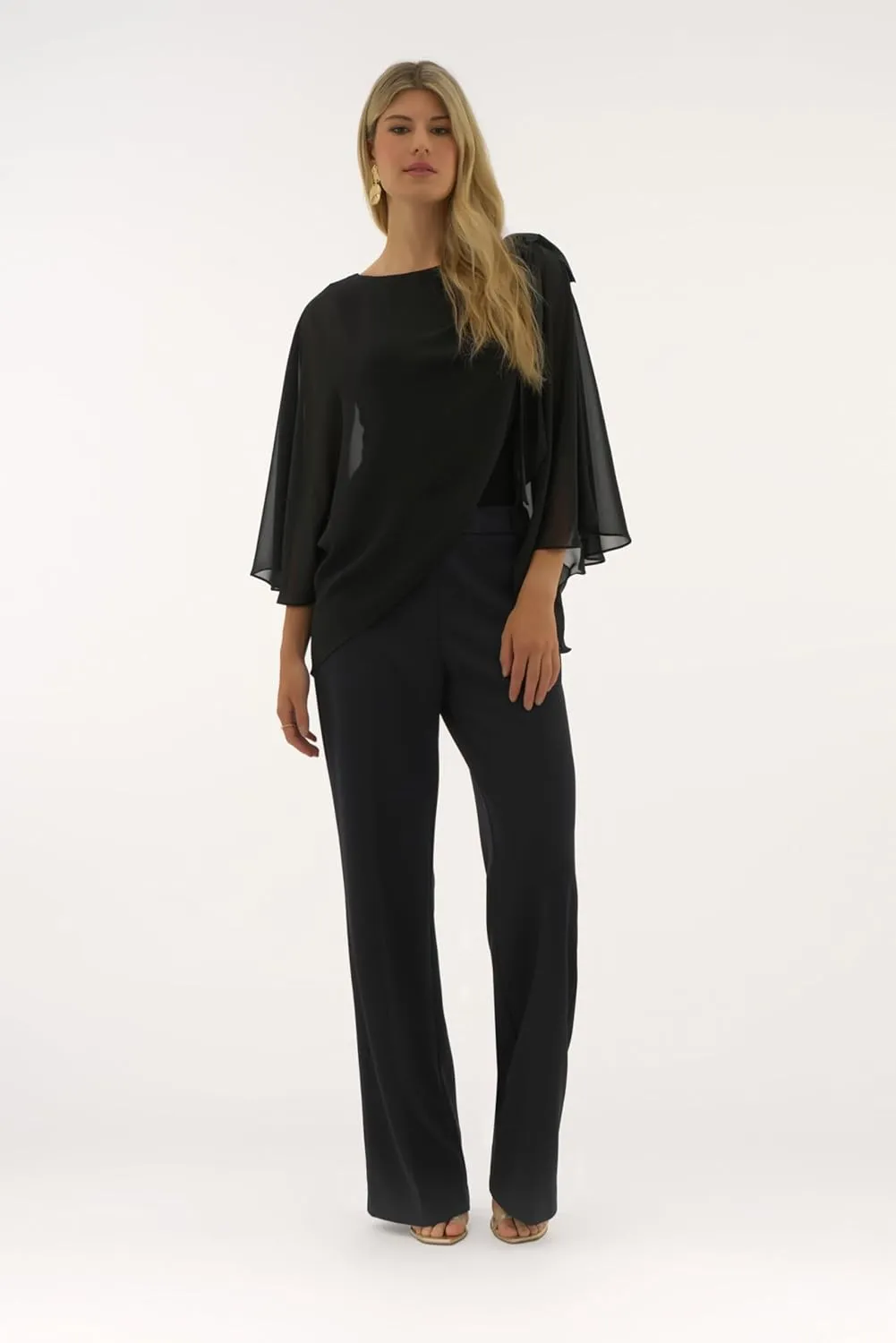 Women's Signature Chiffon and Silky Knit Poncho Top