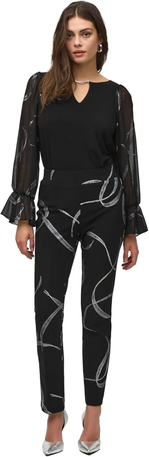 Women's Silky Knit Abstract Print Pull-On Pants